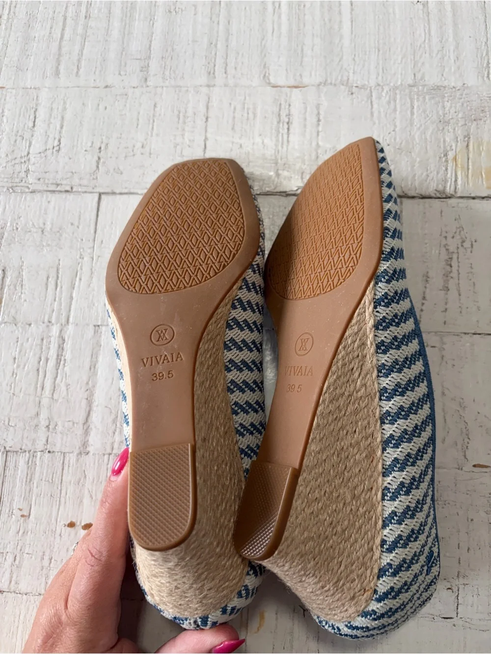 Vivaia Margot Wedge Pro EU size 39.5 US 8.5 Blue Stripe Square Toe Espadrilles